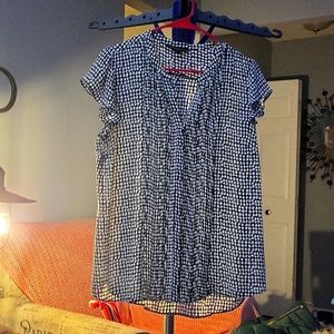 Navy and White Polka Dot Blouse